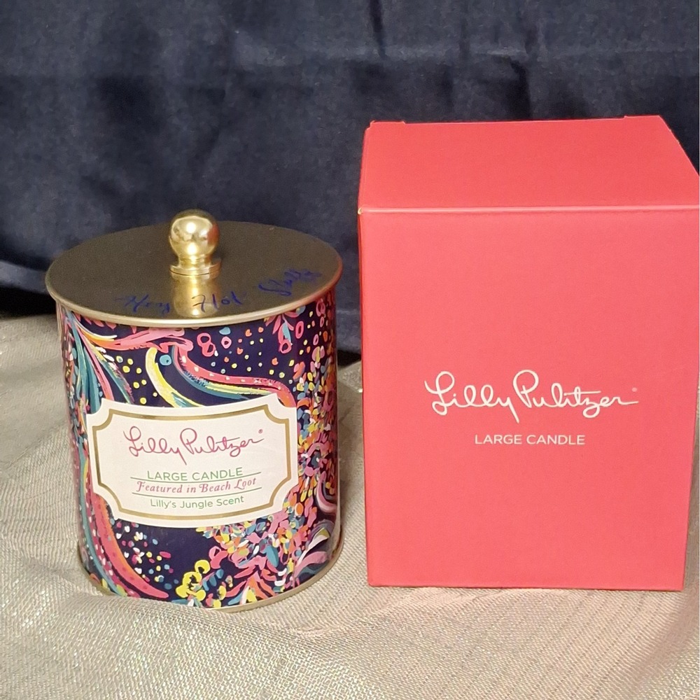 Lilly Pulitzer Beach Loot Large Candle Lillys Jungle Scent Metal W Lid Soy Blend